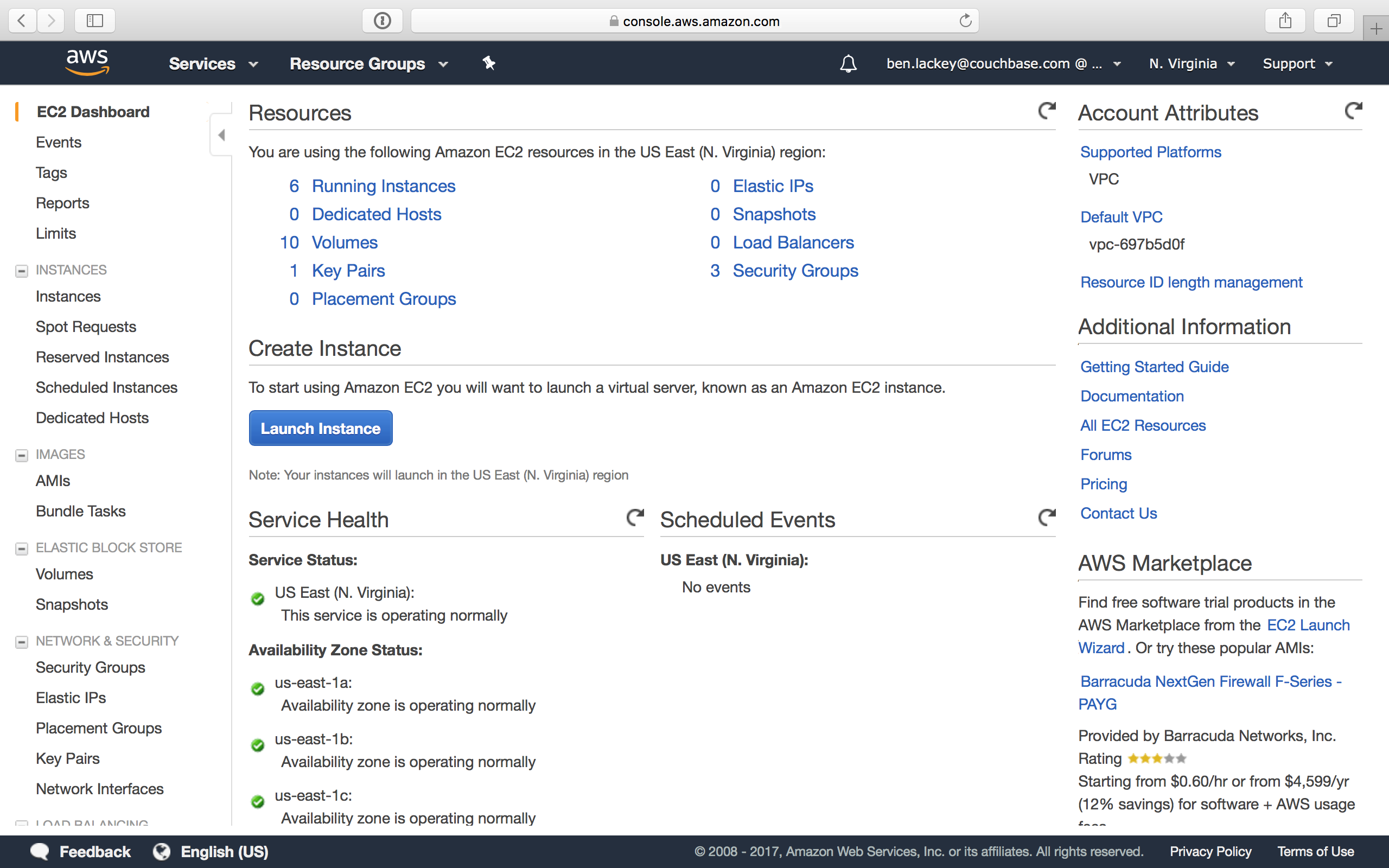 aws console ec2 dashboard