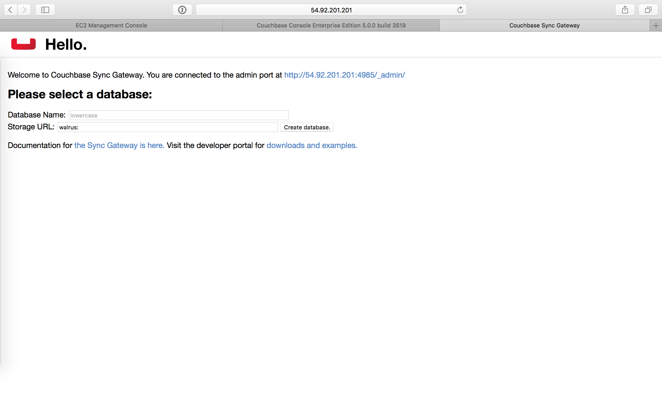 aws couchbase sync gateway admin portal