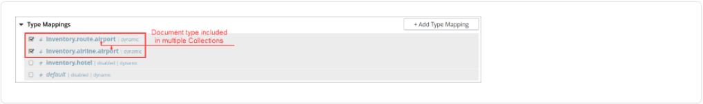 fts type mapping specific document type multiple collections