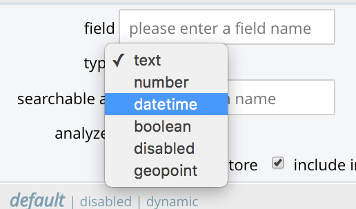 fts type mappings ui select data type