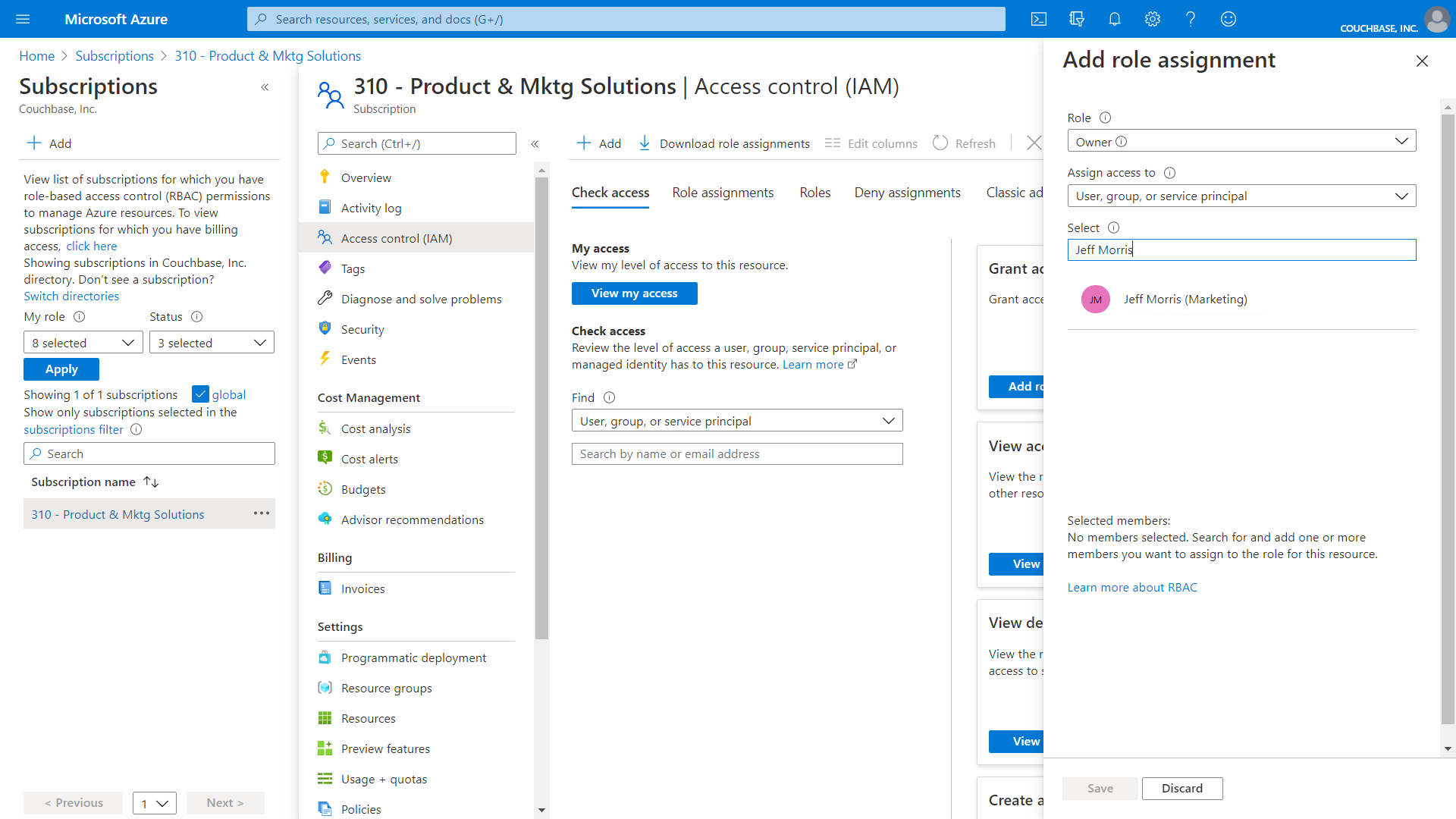 Select the user you want to grant the owner role to.