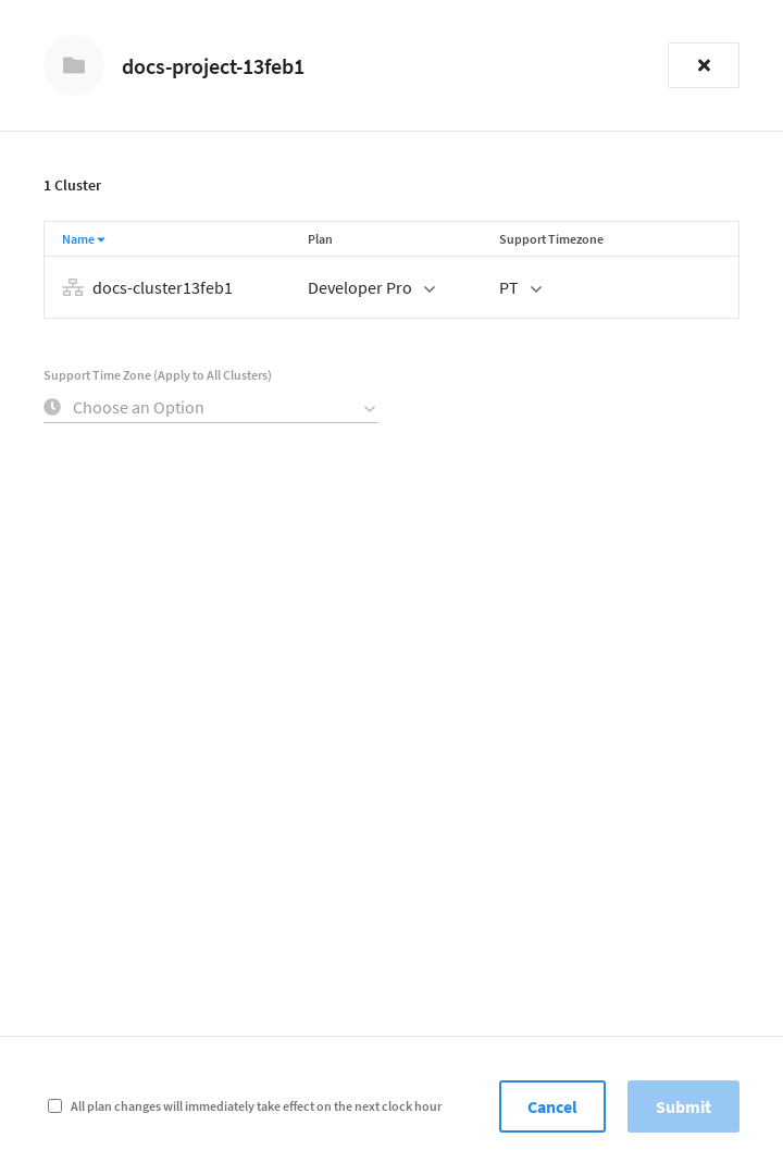 The project’s billing fly-out menu.