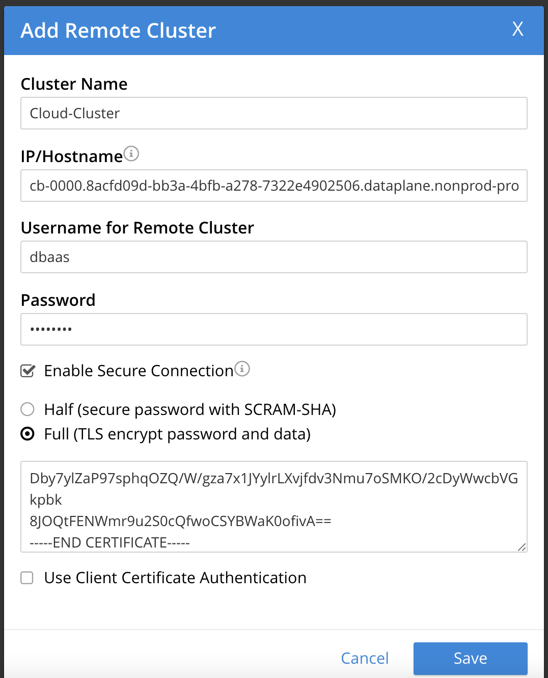 Adding the remote cluster.