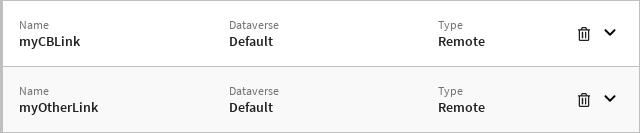 The list of existing links in the Links flyout.