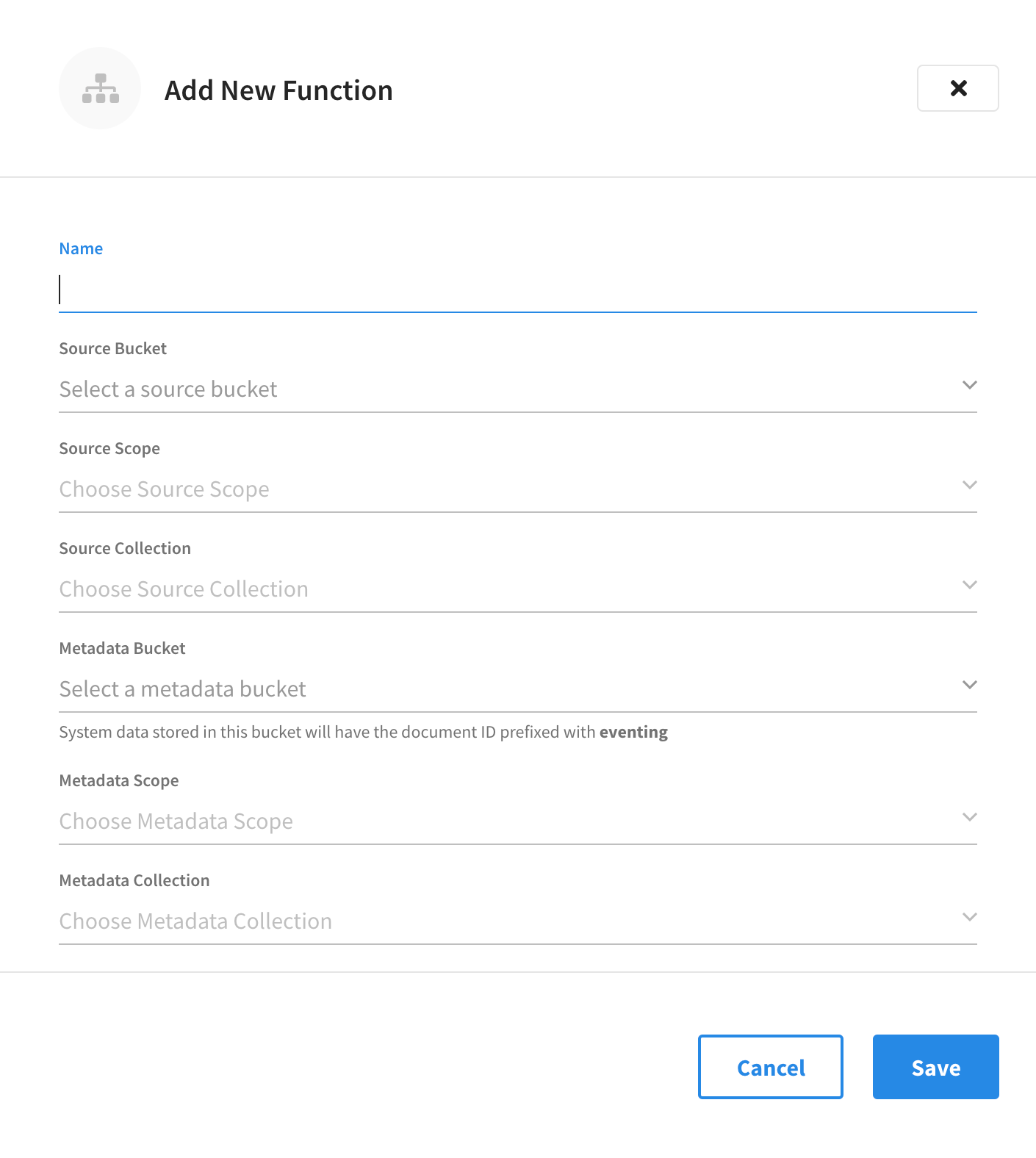 The 'New Function' fly-out menu.