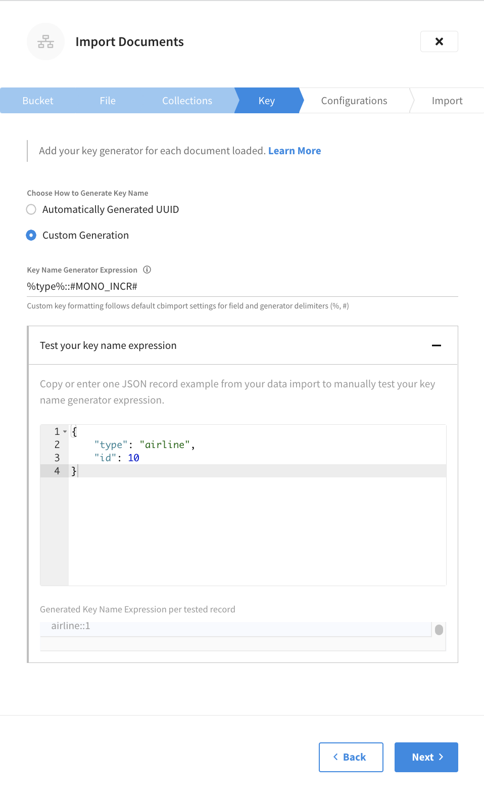 Choose how to generate a key name