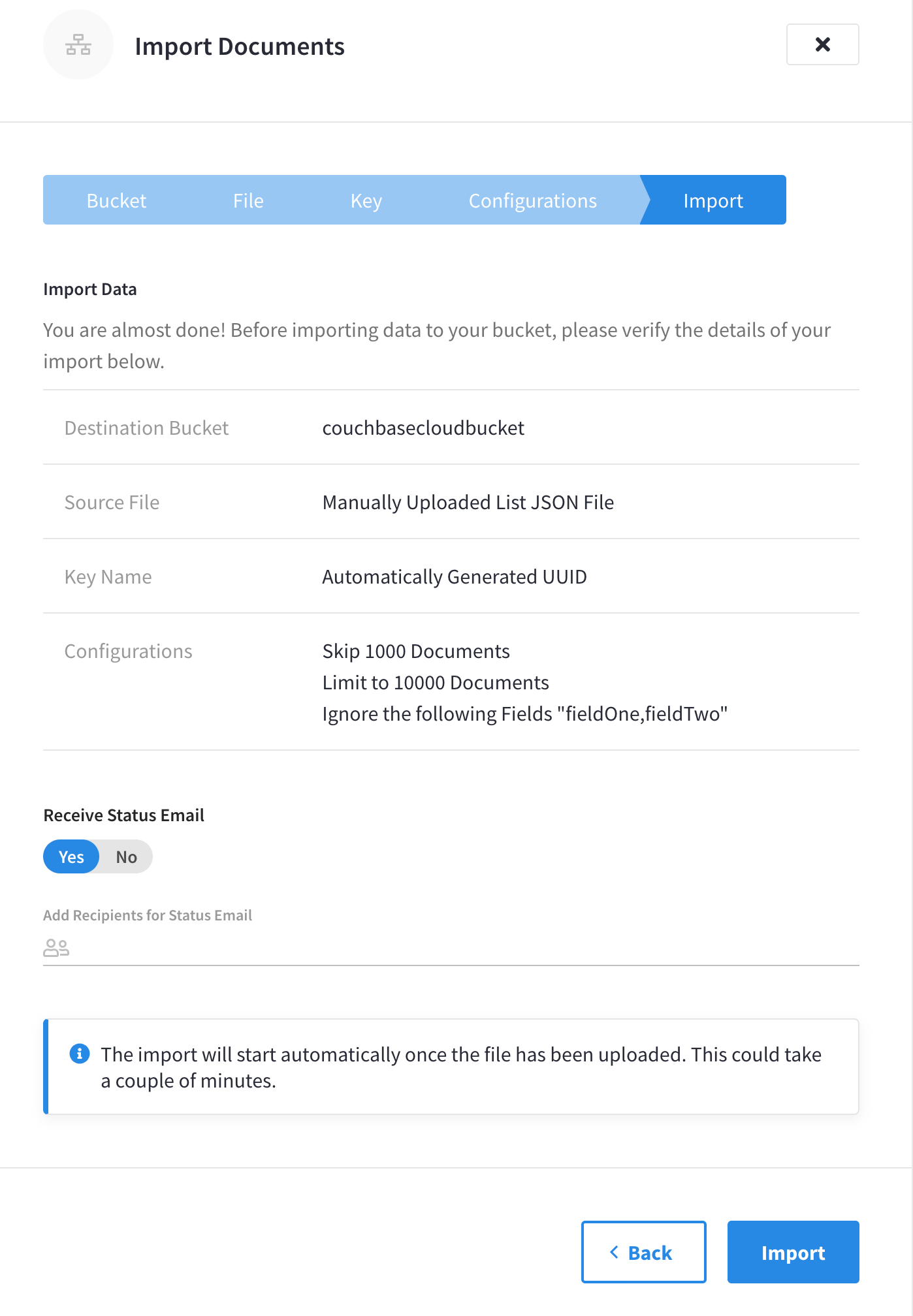 Review the import settings.