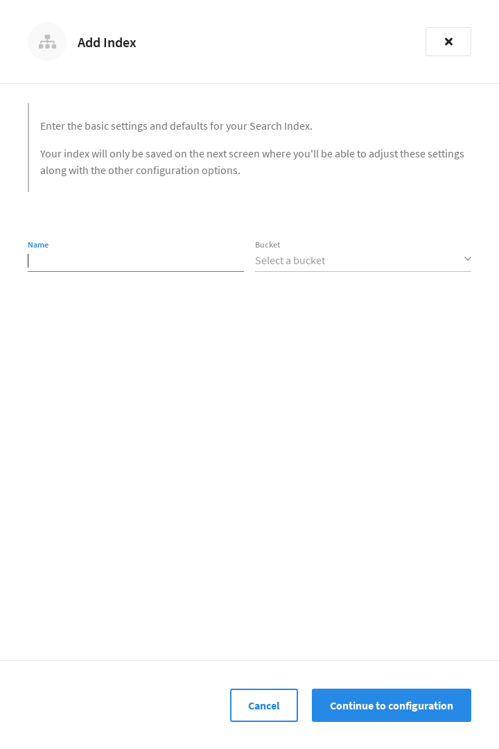 The 'Add Index' fly-out menu.
