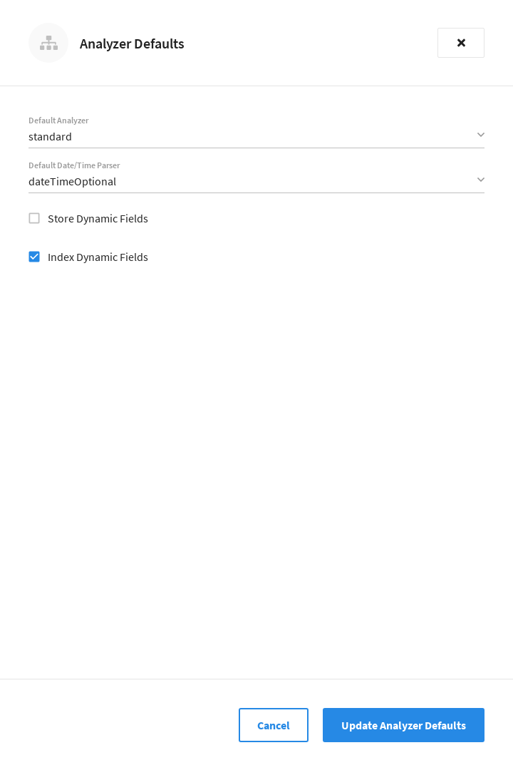The 'Analyzer Defaults' fly-out menu.