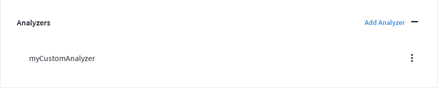 The 'Analyzers' panel showing the newly created custom analyzer.