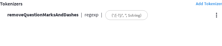 The 'Custom Filters > Tokenizers' panel showing the newly created tokenizer.