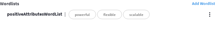 The 'Custom Filters > Wordlists' panel showing the newly created wordlist.