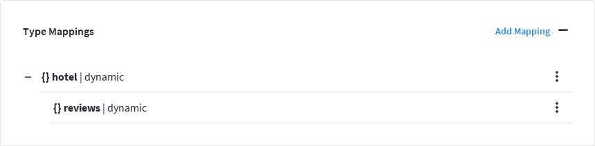 The 'Type Mappings' section showing a single type mapping with a single child mapping.