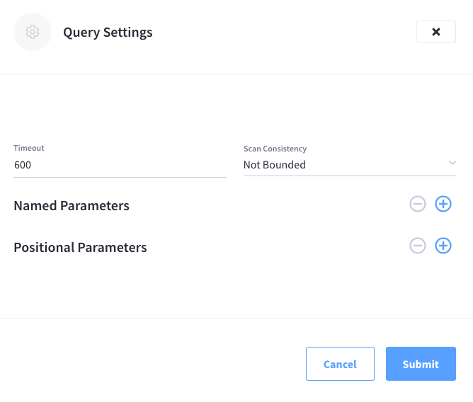 The 'Query Settings' fly-out menu, showing the workbench settings.