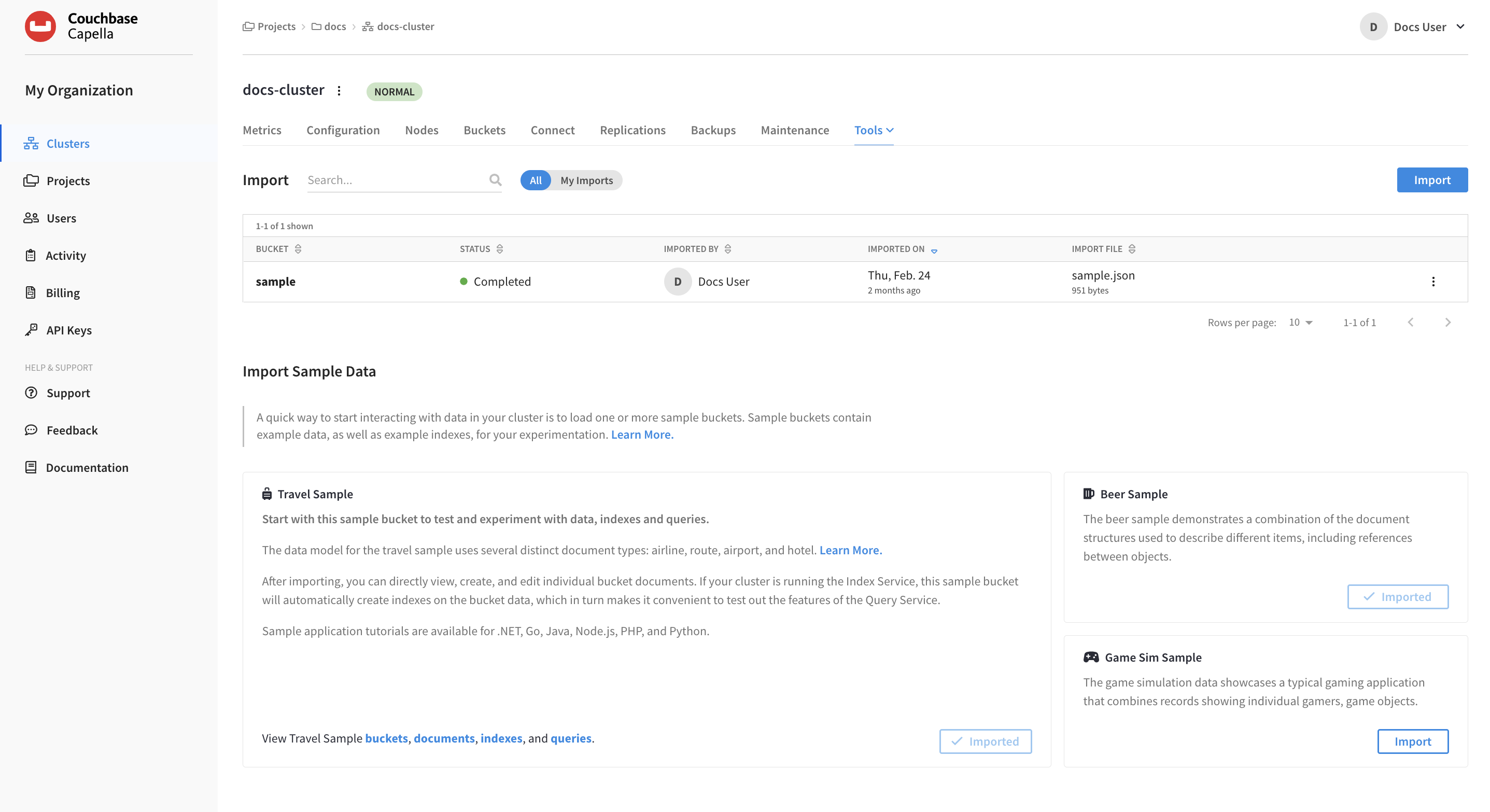 Import is found under Tools.