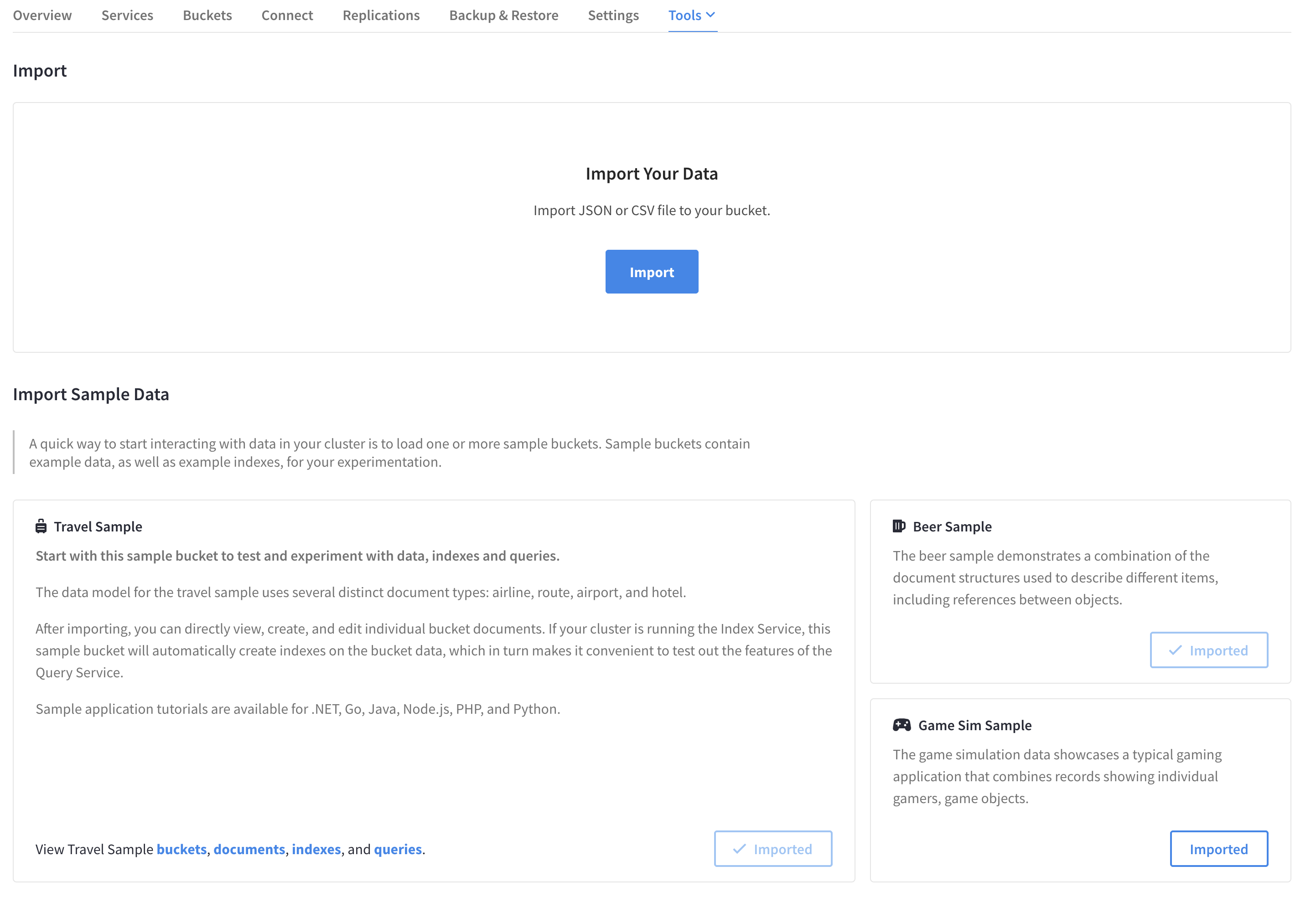 Import is found under Tools.