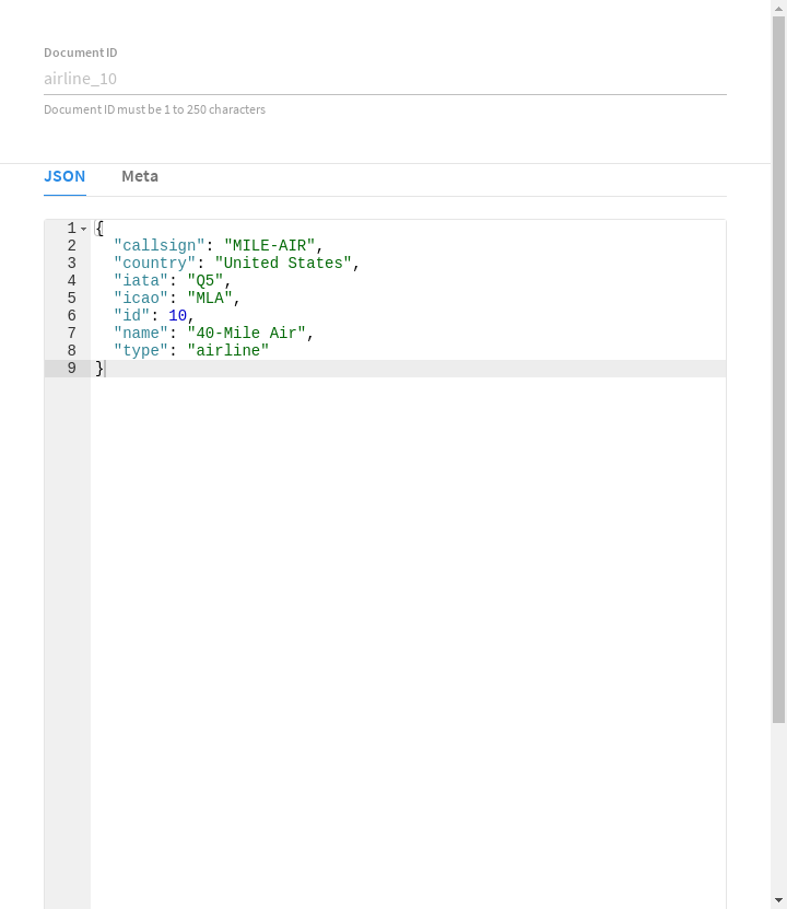 The 'Document' fly-out menu for 'airport_1254'.